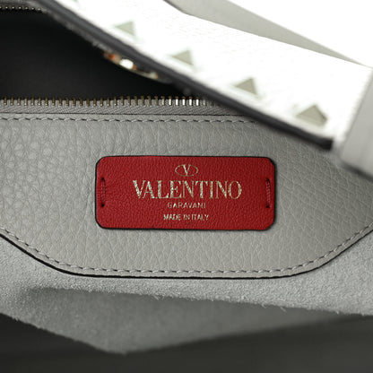 Valentino Garavani Grained Calfskin Rockstud Shoulder Tote Pastel Grey 6 of 9