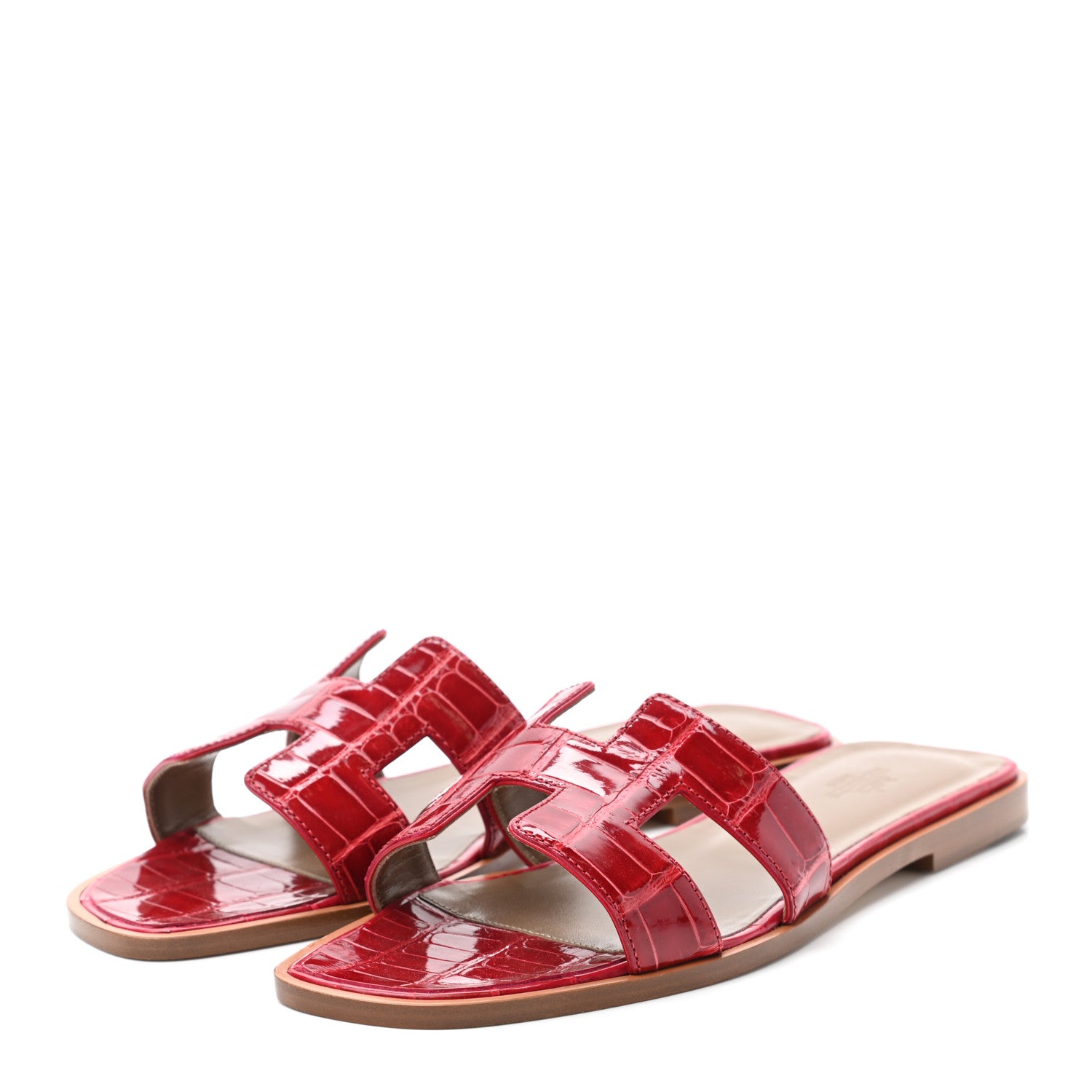 Hermes Shiny Alligator Oran Sandals 38 Braise 3 of 8