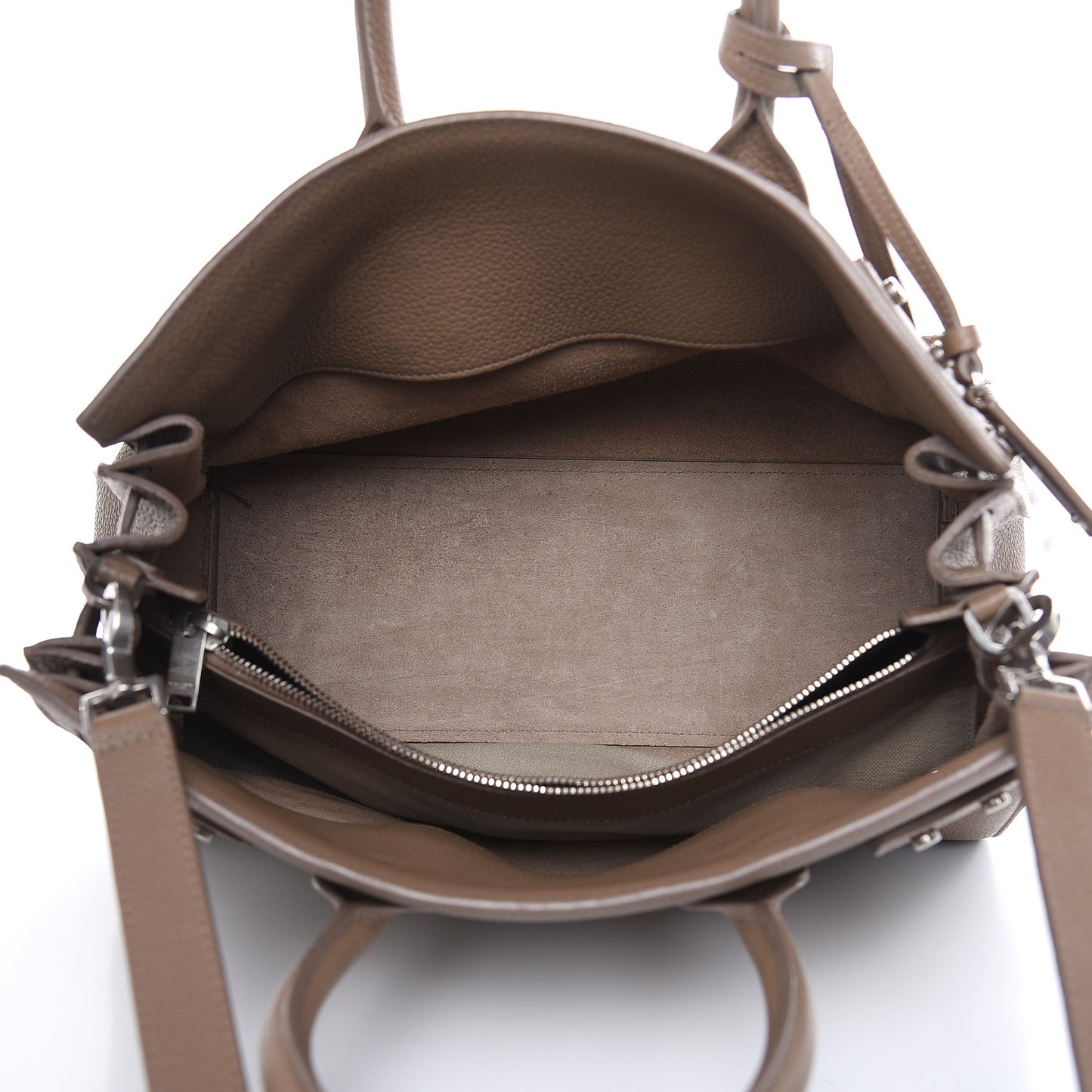 Grained Calfskin Small Supple Sac De Jour Taupe