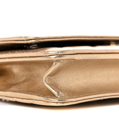 Chanel Metallic Lambskin Quilted Wallet On Chain WOC Gold 9 of 10