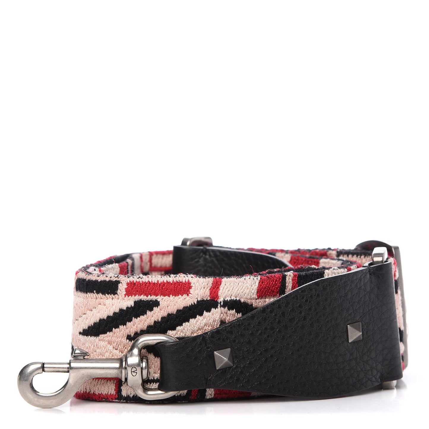 Canvas Geometric Embroidered Rockstud Guitar Strap Multicolor