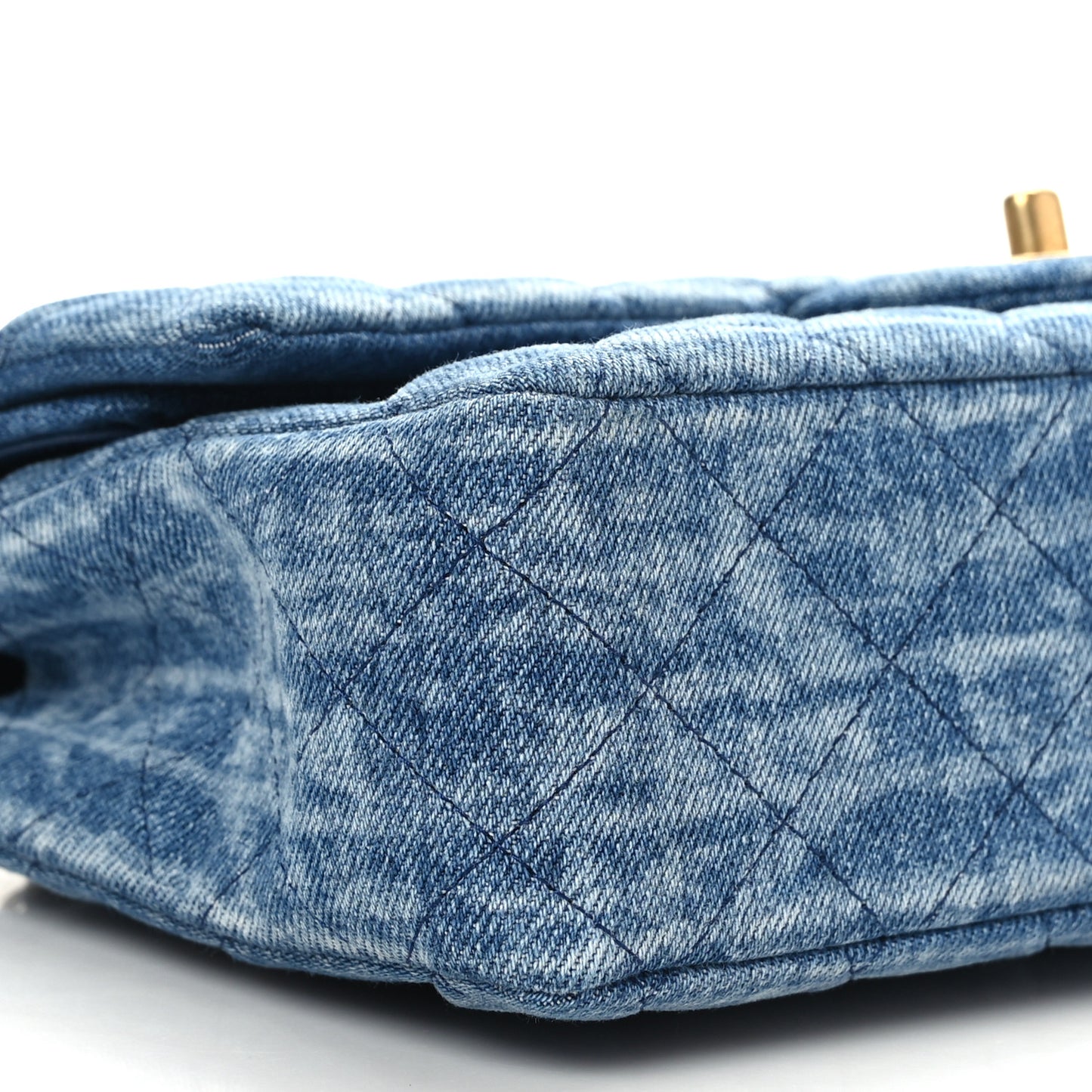 Denim Quilted Medium Double Flap Blue