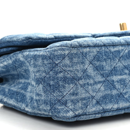 Chanel Denim Quilted Medium Double Flap Blue 8 of 9