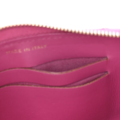 Chanel Lambskin Camellia Embossed Small Zip Around Wallet Dark Pink 5 of 12