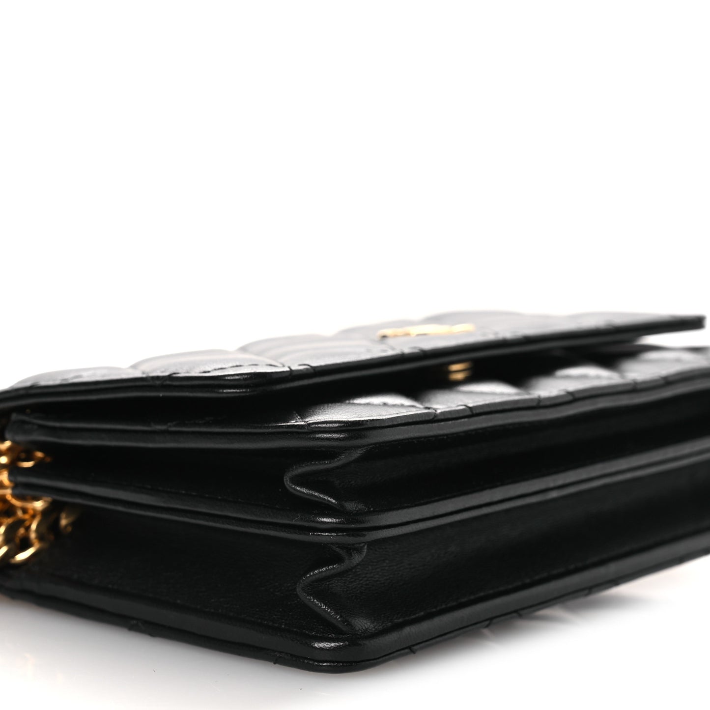 Lambskin Quilted CC Pearl Enamel Clutch on Chain WOC Black