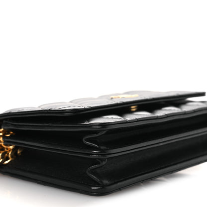 Chanel Lambskin Quilted CC Pearl Enamel Clutch on Chain WOC Black 10 of 13