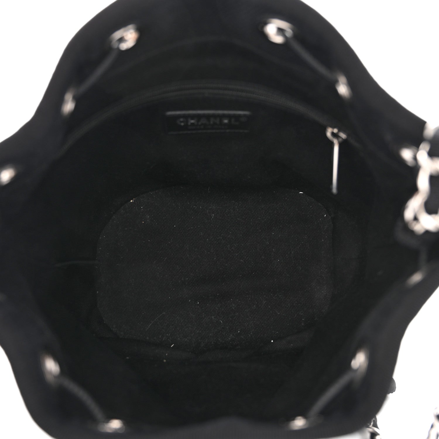 Chanel Canvas Deauville Drawstring Bucket Bag Black 5 of 10