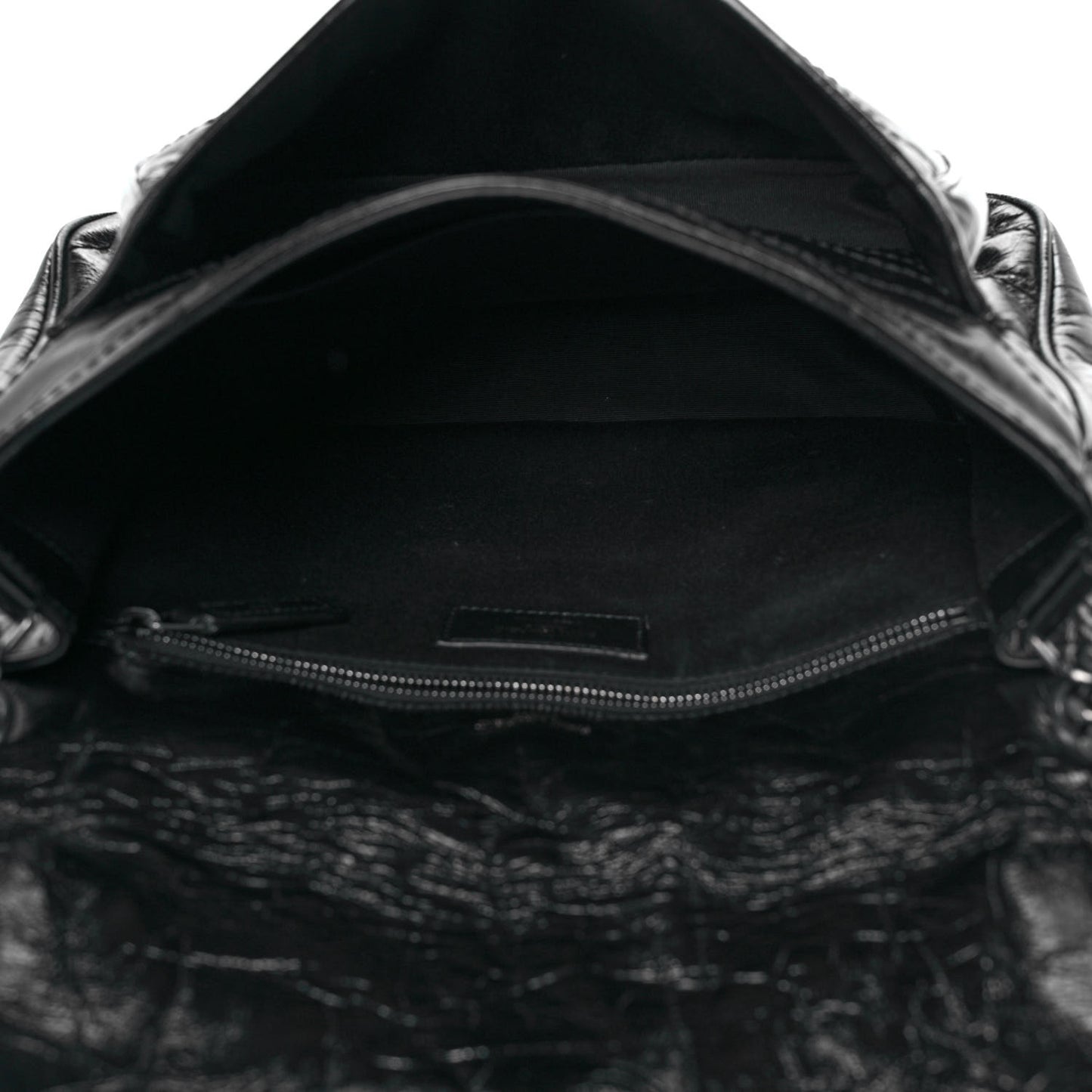 Crinkled Calfskin Matelasse Monogram Medium Niki Chain Satchel Black