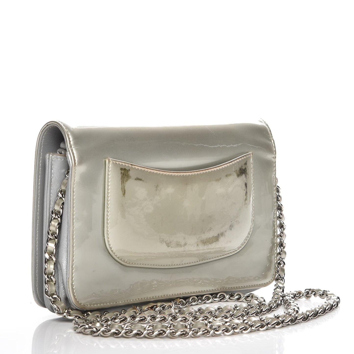 Patent Strass Wallet On Chain WOC Silver
