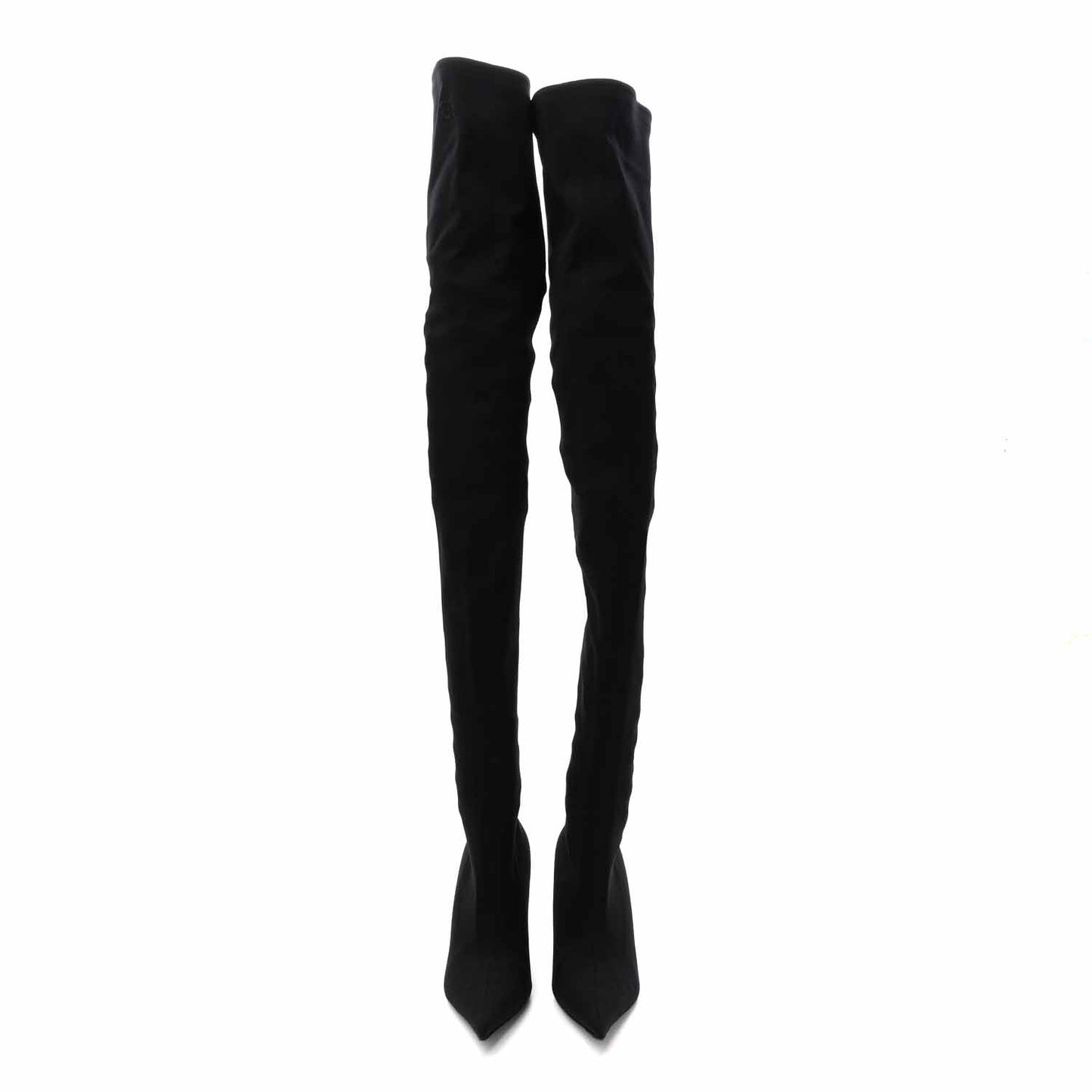 Spandex Pointed Toe Knife Thigh High Boots 40 Black