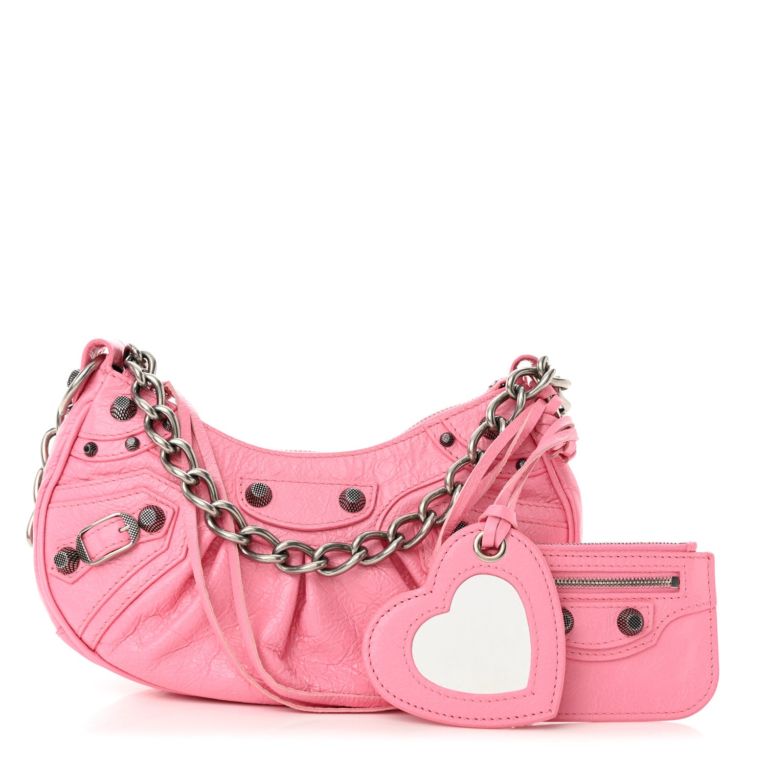 Balenciaga Agneau Arena Le Cagole Chain Shoulder Bag XS Candy Pink 1 of 10