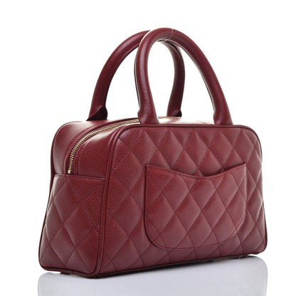 Chanel Caviar Quilted Small Bowler Dark Red 3 of 9