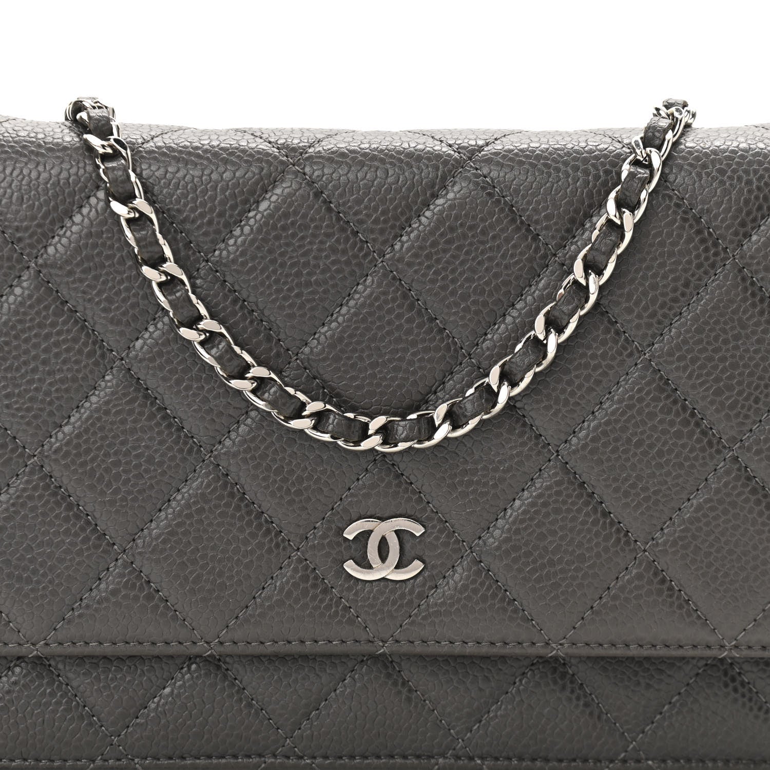 Chanel Caviar Quilted Wallet On Chain WOC Dark Grey 9 of 11