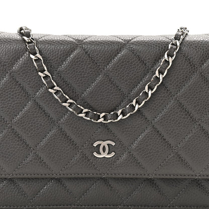 Chanel Caviar Quilted Wallet On Chain WOC Dark Grey 9 of 11