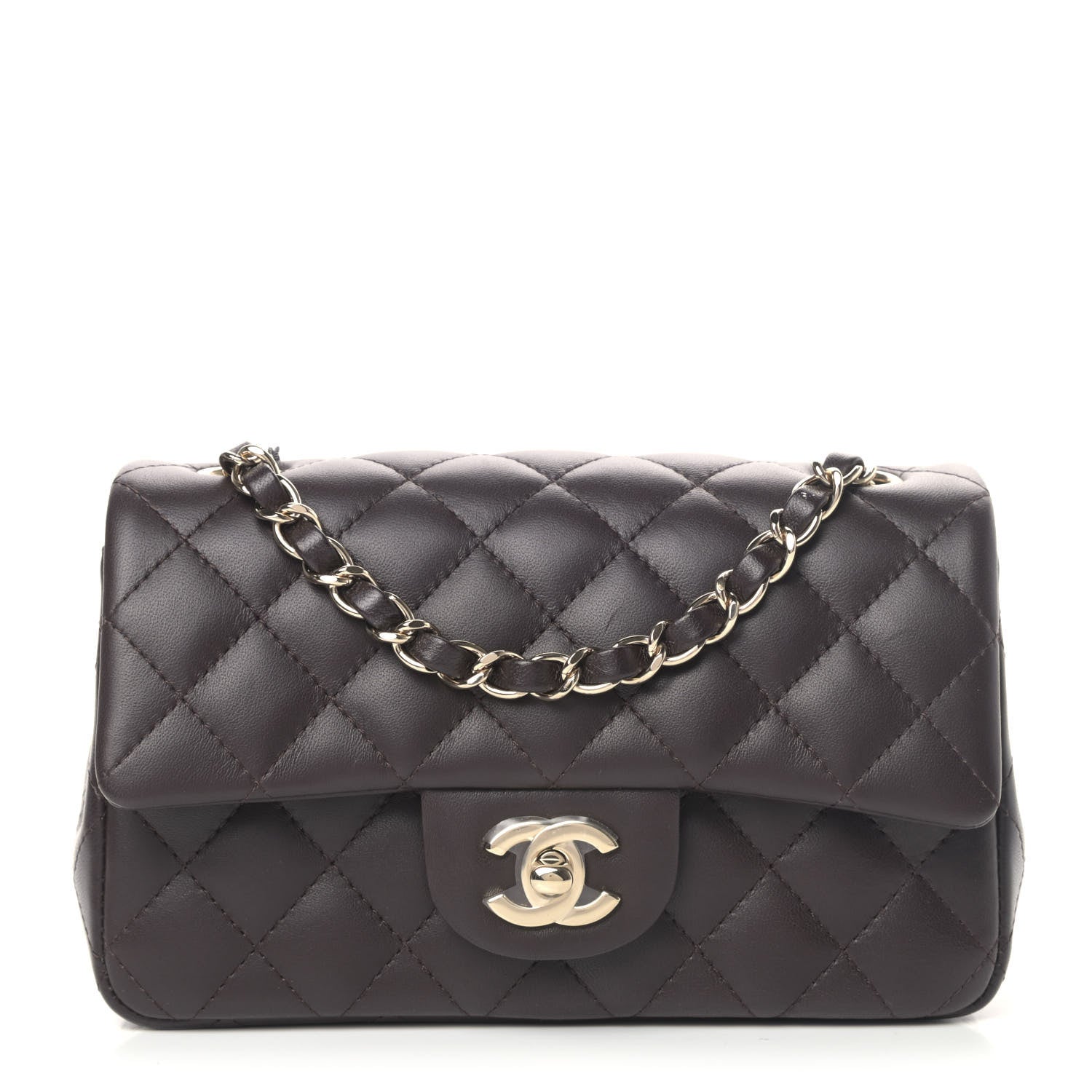 Chanel Lambskin Quilted Mini Rectangular Flap Dark Brown 1 of 5