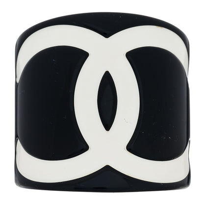Chanel Resin CC Wide Cuff Black White 1 of 4