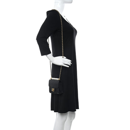 Chanel Goatskin Chic Pearls Clutch On Chain Black 2 of 10
