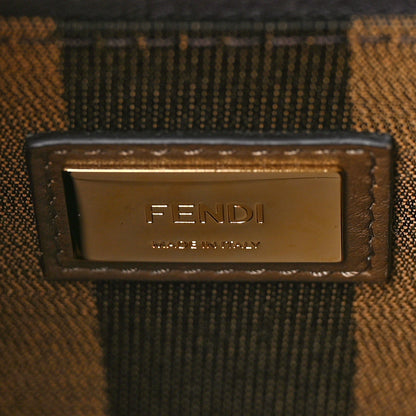 Fendi Vitello Seta Fabric Jacquard Pequin Medium Peekaboo Iconic Satchel Foresta Tobacco 6 of 8