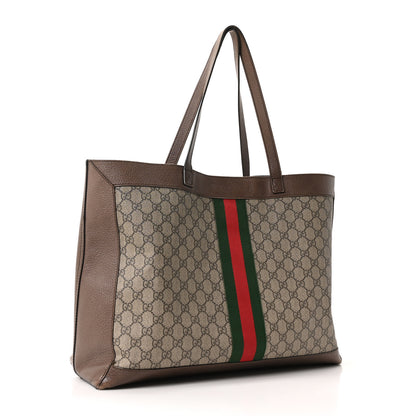 Gucci GG Supreme Monogram Web Ophidia Tote Brown 4 of 11