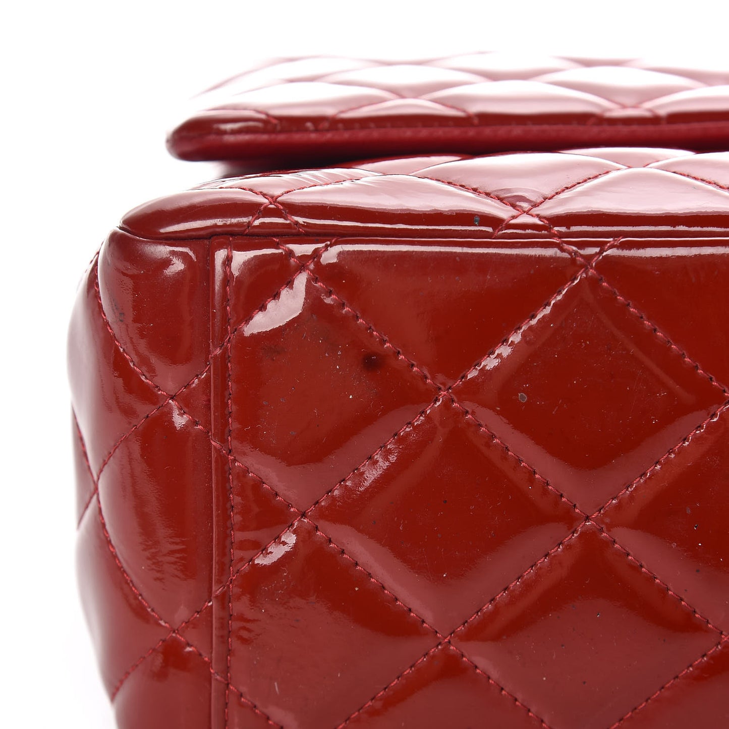 Patent Quilted Maxi Double Flap Red