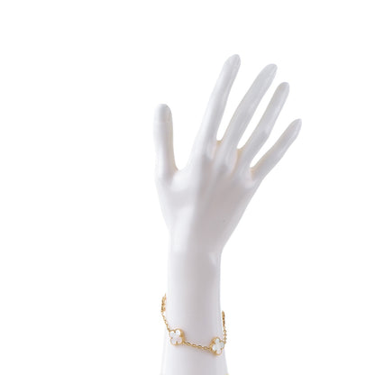 Van Cleef & Arpels 18K Yellow Gold Mother of Pearl 5 Motifs Vintage Alhambra Bracelet 2 of 4