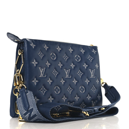Louis Vuitton Lambskin Embossed Monogram Coussin PM Denim Blue 3 of 11