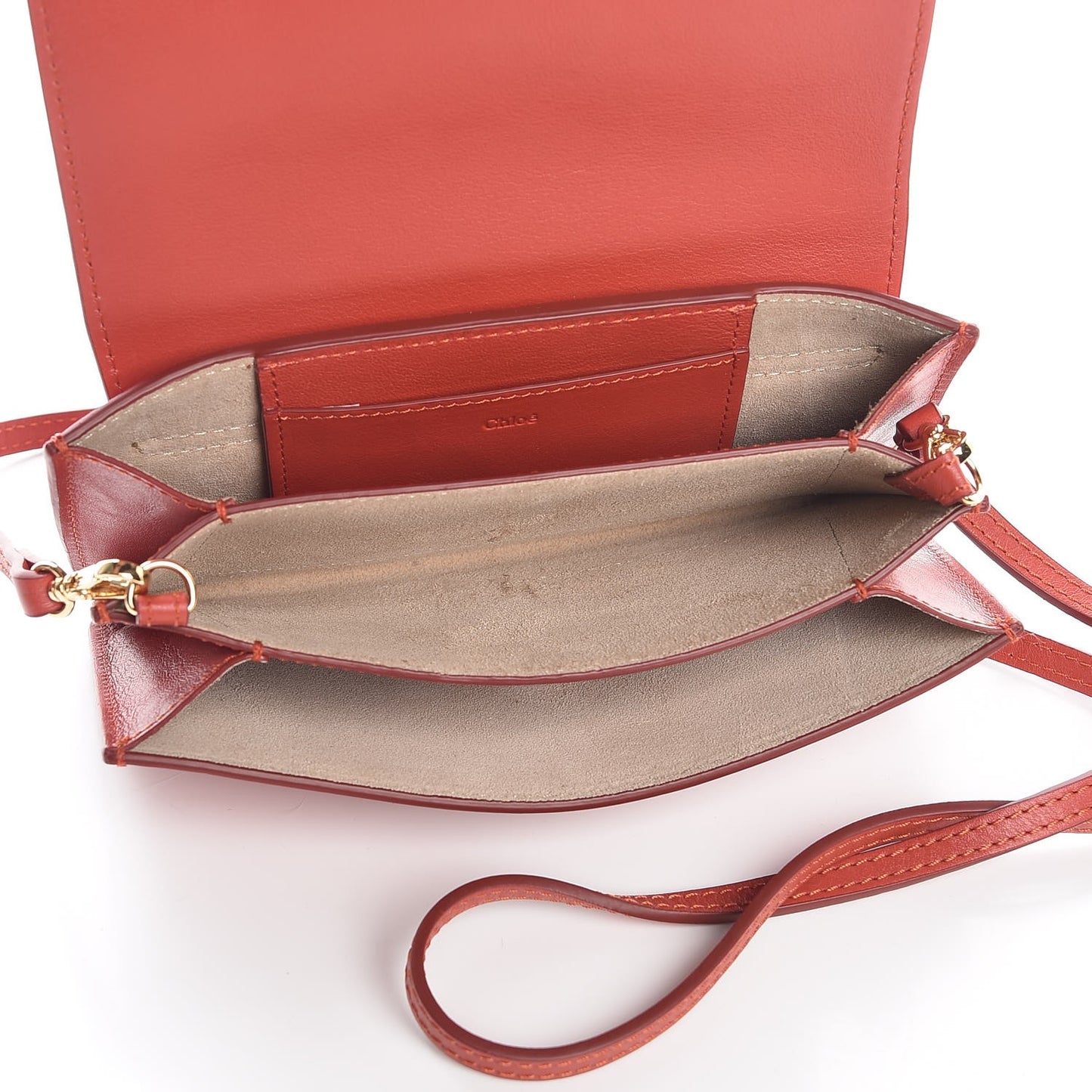 Calfskin Drew Bijou Clutch Earthy Red
