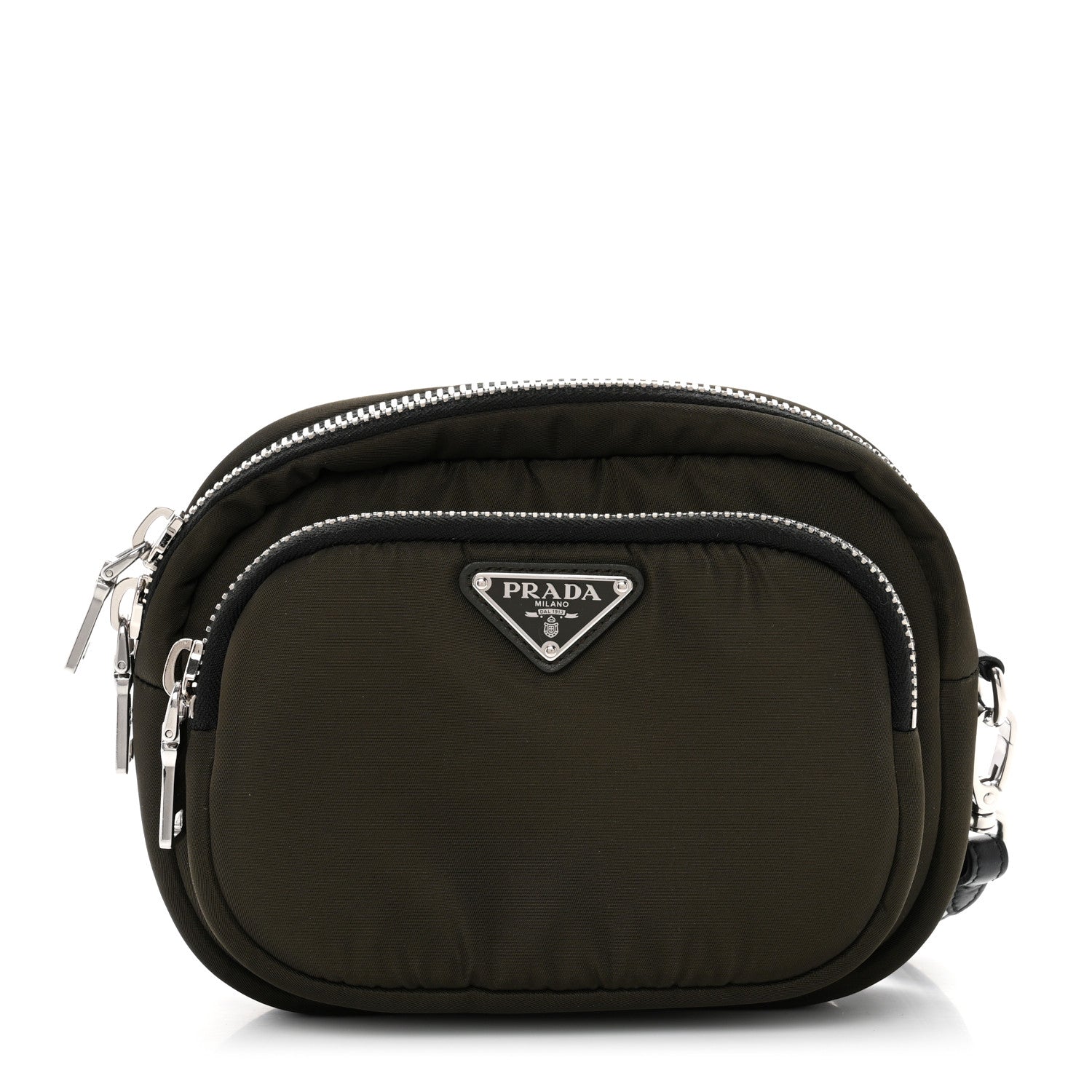 Prada Tessuto Nylon Pocket Wristlet Pouch Mimetico Black 1 of 6
