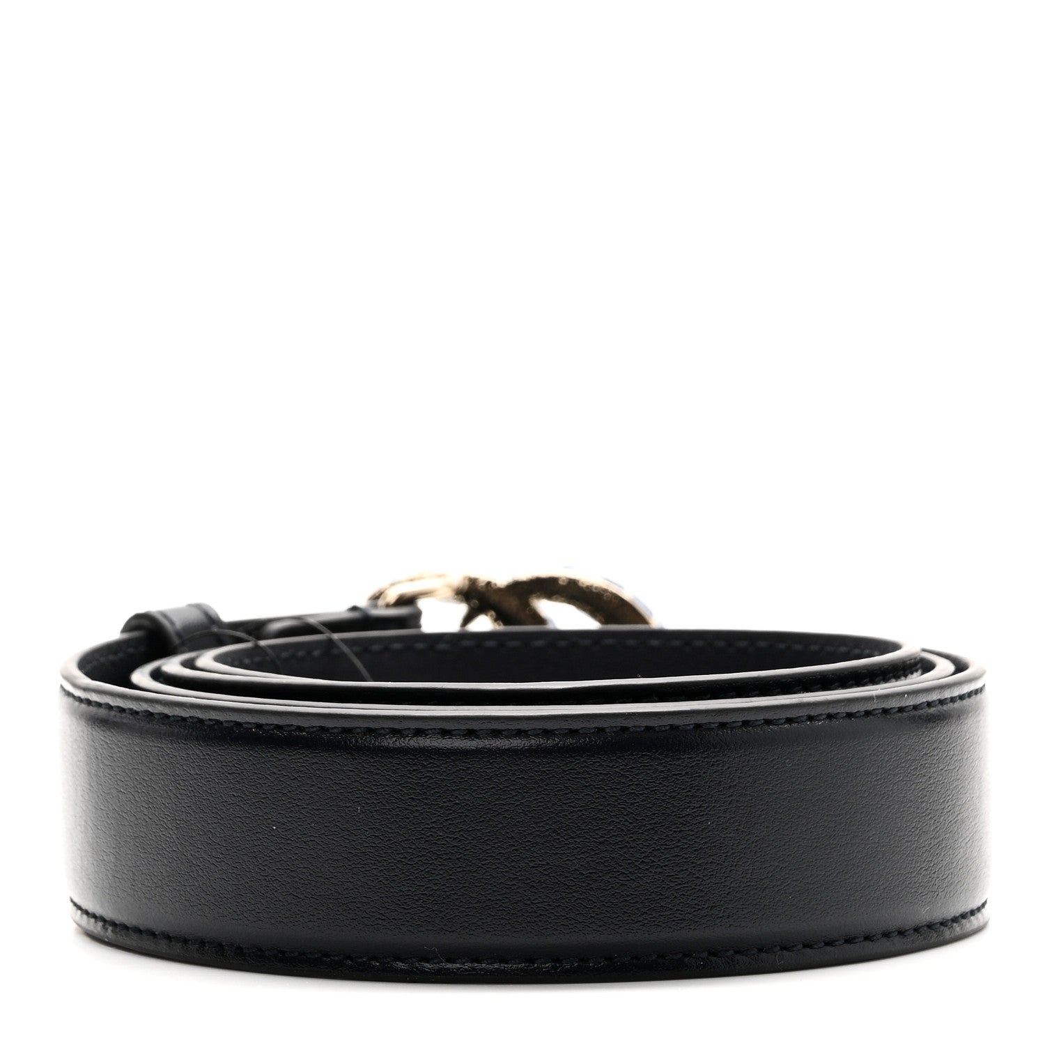 Gucci Calfskin Baguette Crystal Double G 30mm Belt 90 36 Blue Light Sapphire 2 of 5
