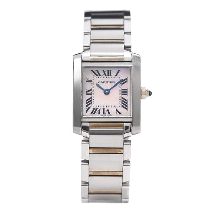 Cartier Stainless Steel 18K Pink Gold Mother of Pearl 20mm Tank Francaise Quartz Watch 1 of 6