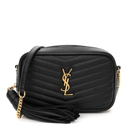 Saint Laurent Grain De Poudre Matelasse Monogram Mini Lou Camera Bag Black 1 of 10