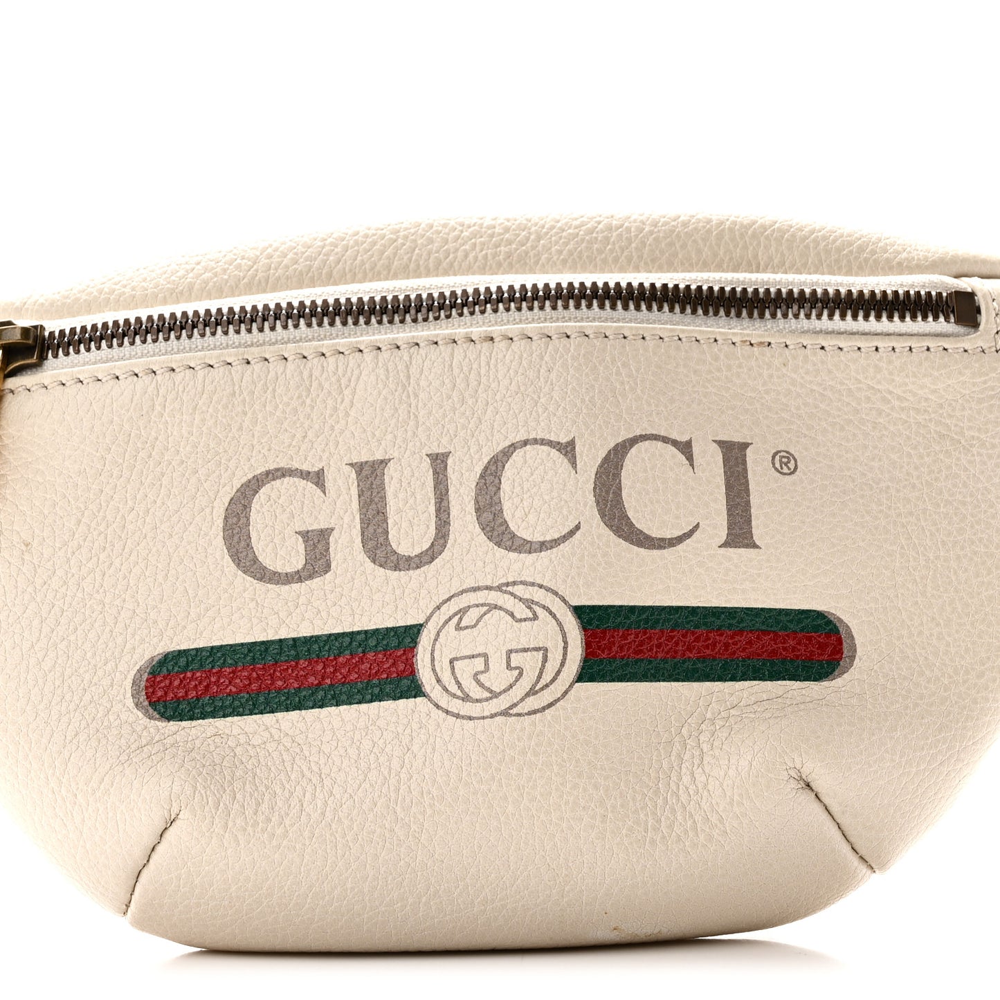 Grained Calfskin Small Logo Belt Bag White