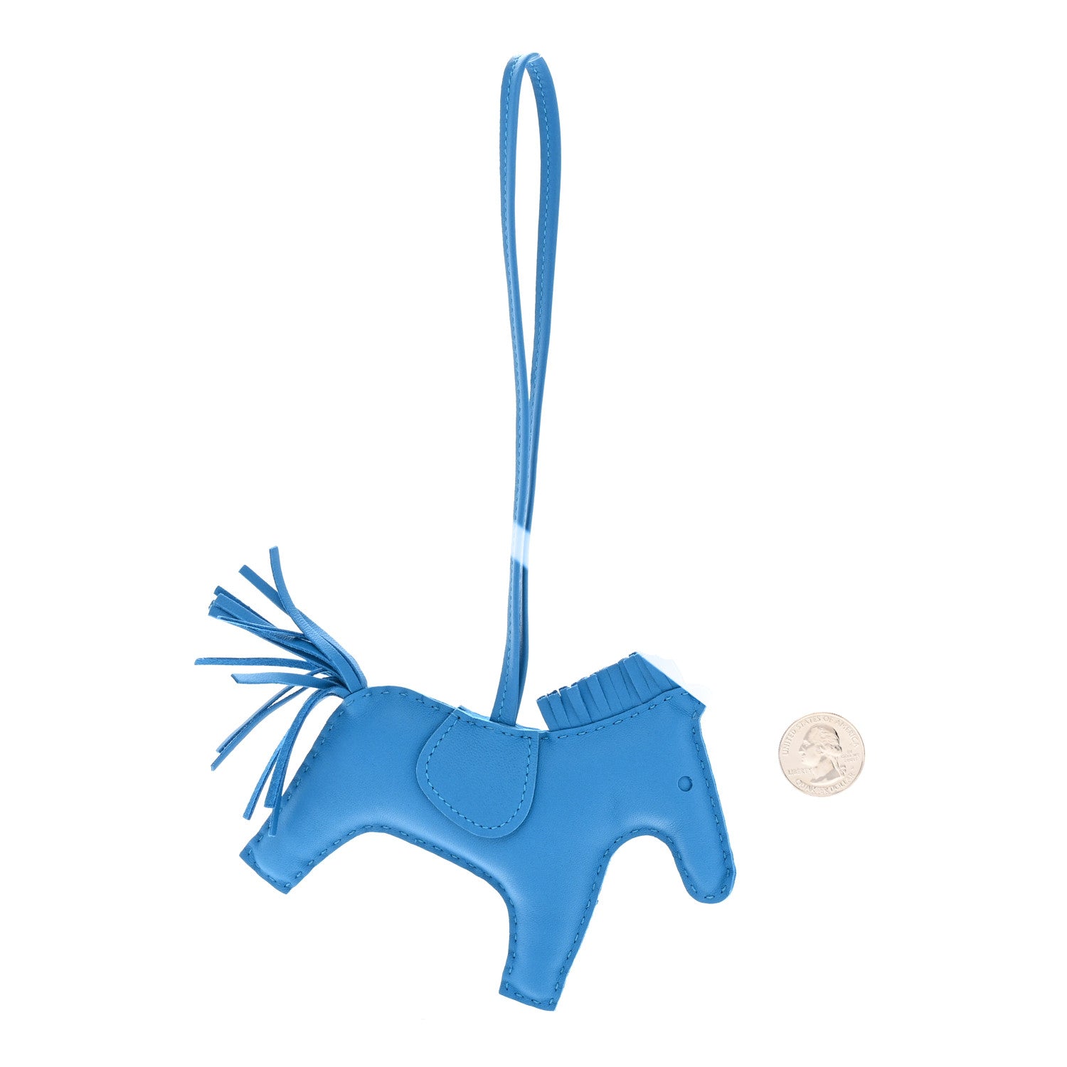 Hermes Milo Lambskin Grigri Rodeo Horse Bag Charm MM Bleu Zanzibar 2 of 5