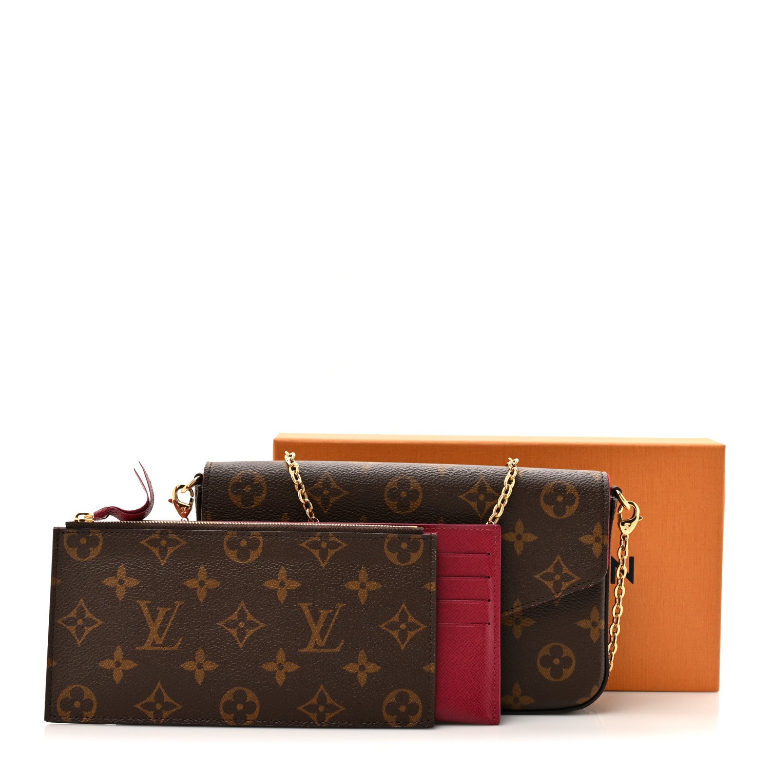 Louis Vuitton Monogram Pochette Felicie Chain Wallet Fuchsia 13 of 13