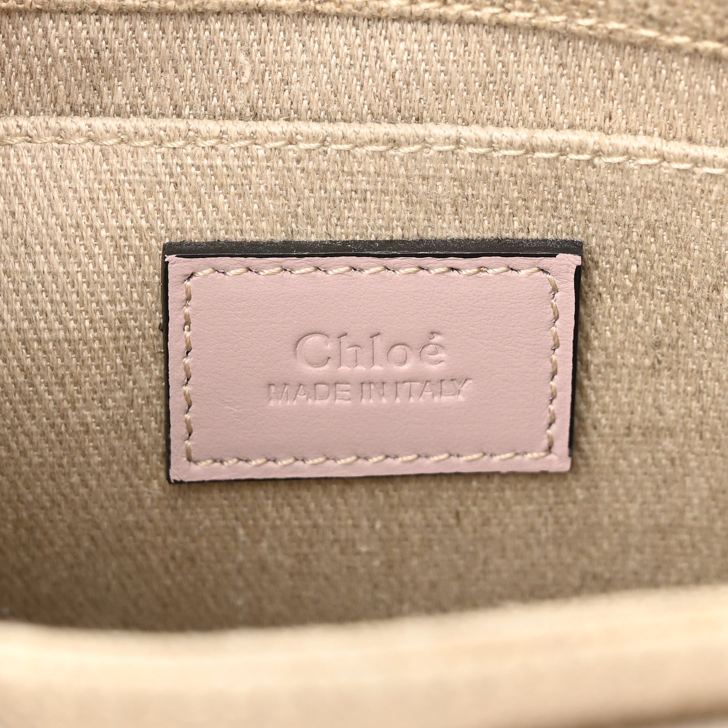 Chloe Linen Calfskin Mini Woody Ribbon Tote Cement Pink 6 of 10
