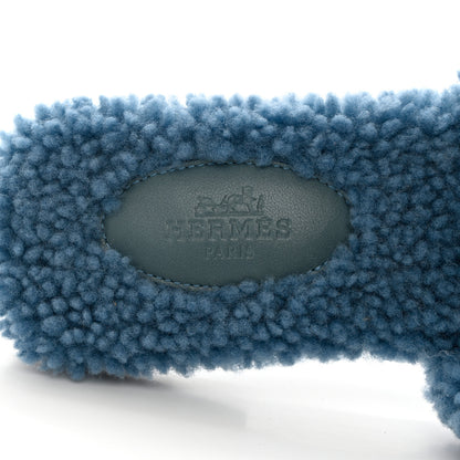Hermes Woolskin Oran Sandals 35 Bleu 7 of 8