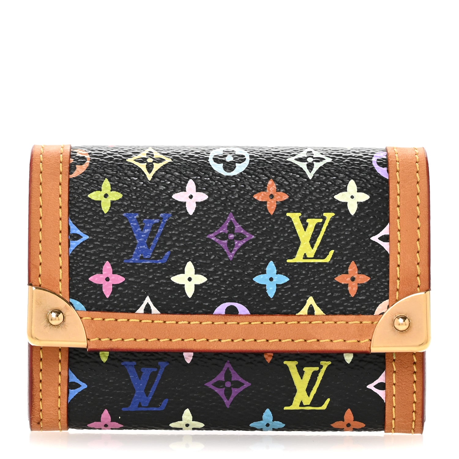 Louis Vuitton Monogram Multicolor Porte-Monnaie Plat Coin Purse Black 1 of 10