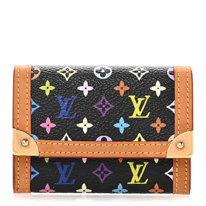 Louis Vuitton Monogram Multicolor Porte-Monnaie Plat Coin Purse Black 1 of 10