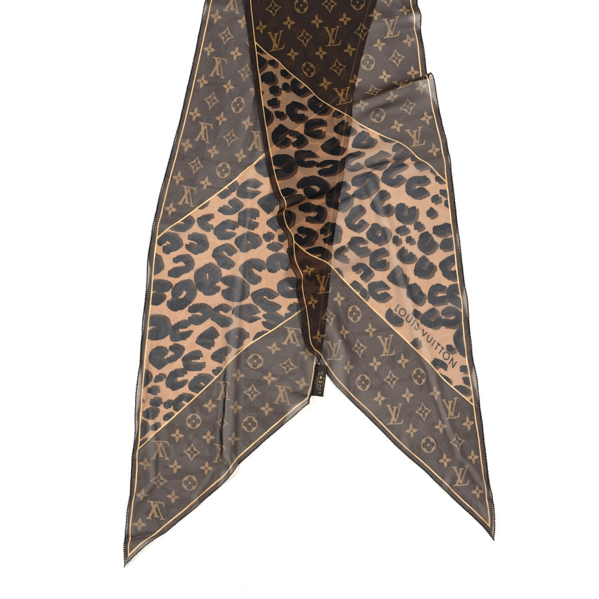Silk Crepe Leopard Monogram Scarf
