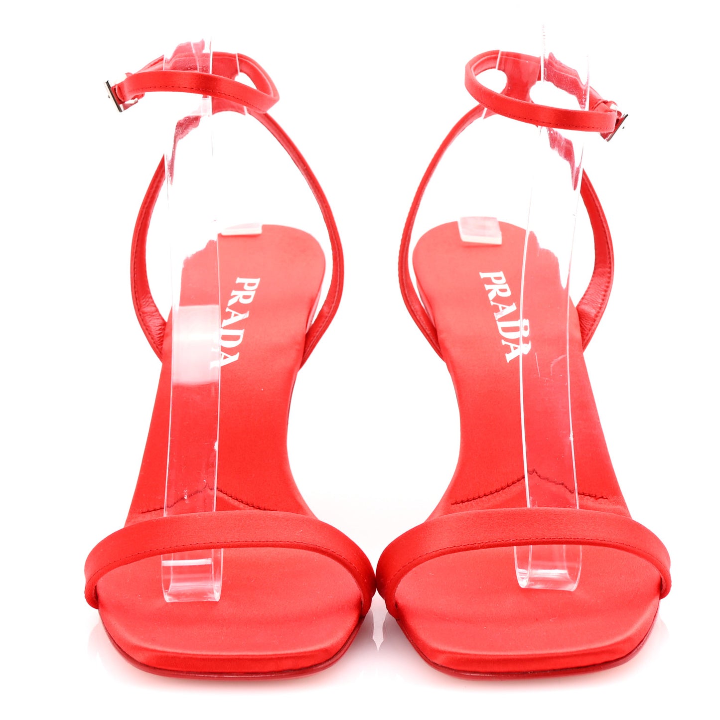 Satin Logo Slingback Sandals 40 Red