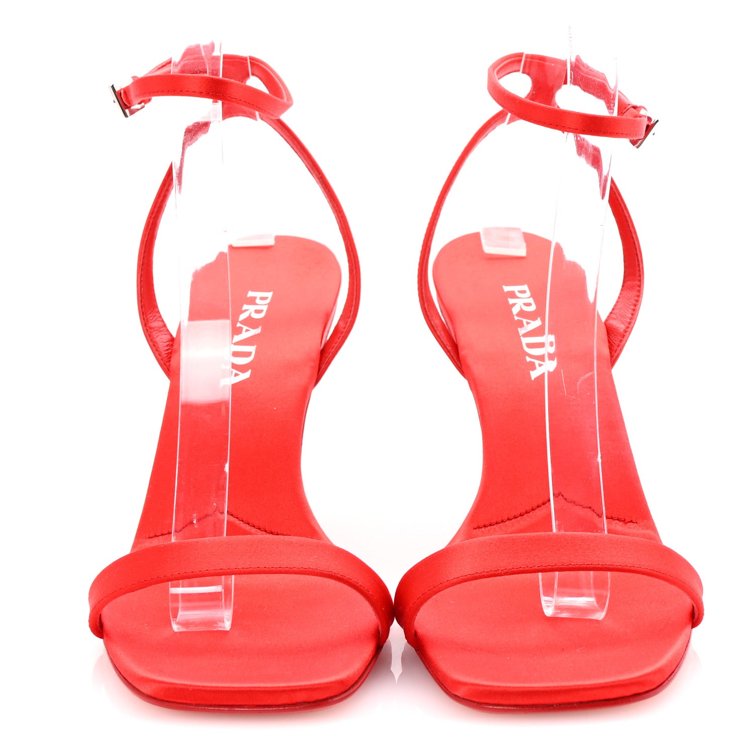 Prada Satin Logo Slingback Sandals 40 Red 3 of 8