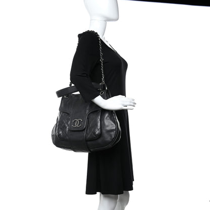 Chanel Glazed Caviar Coco Rider Flap Hobo Dark Grey 2 of 11