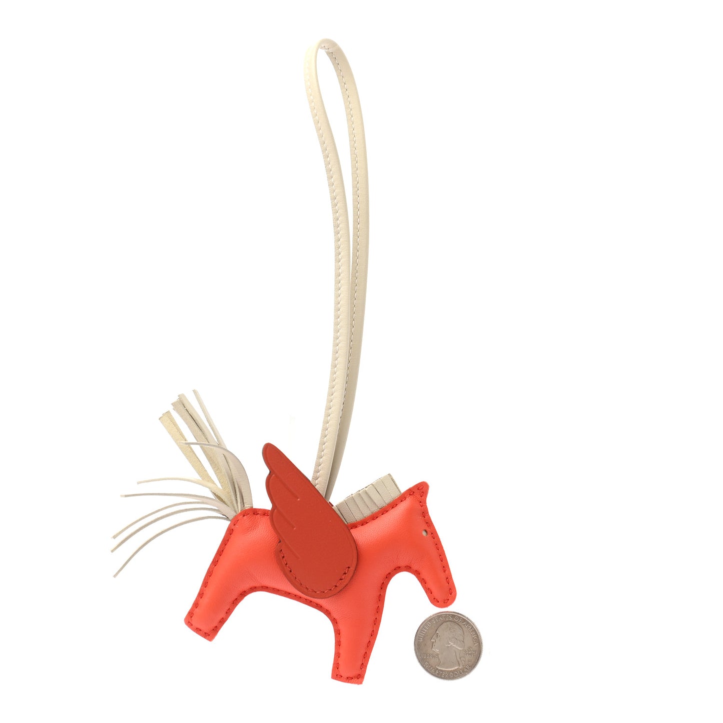Milo Lambskin Grigri Rodeo Pegase Horse Bag Charm PM Orange Poppy Craie Terre Battue