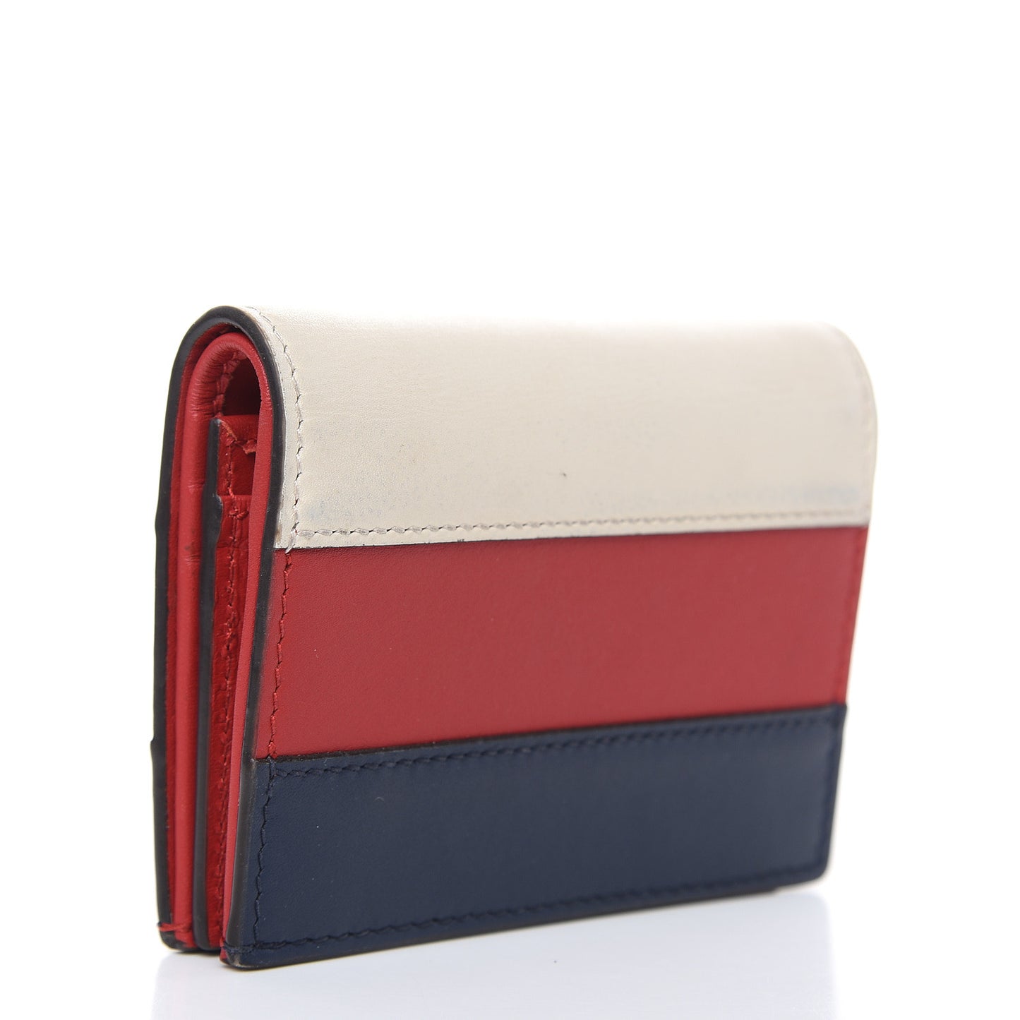 Calfskin Queen Margaret Card Case Wallet Blue Agata Hibiscus Red Mystic White
