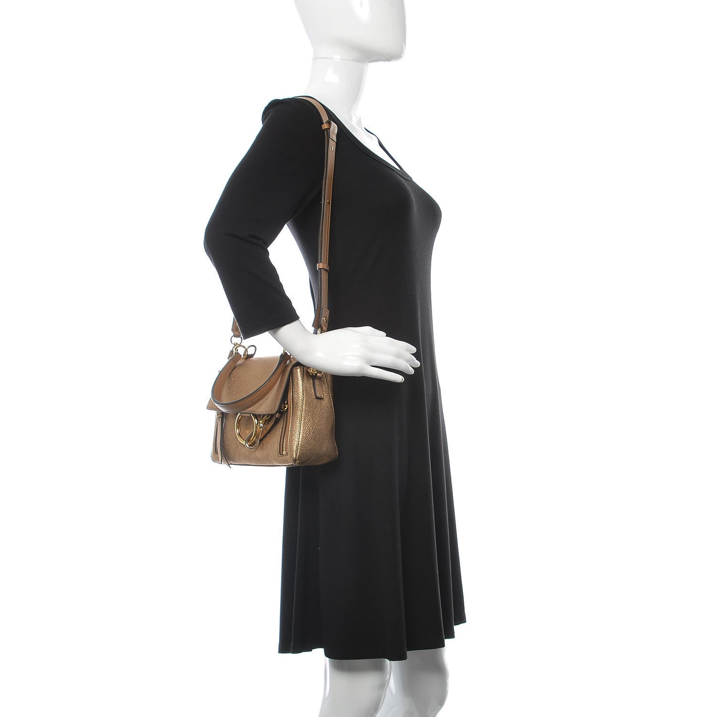 Metallic Calfskin Mini Faye Day Shoulder Bag Gold