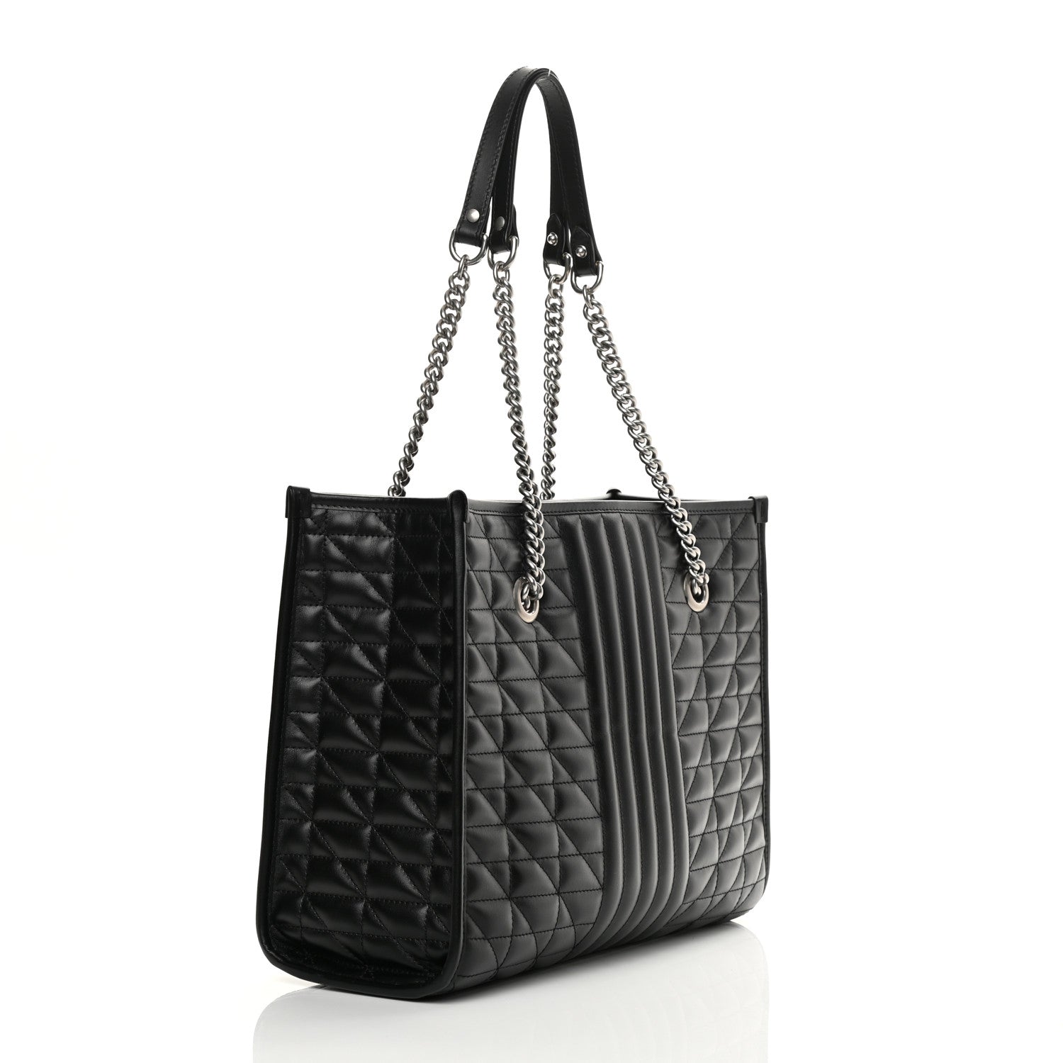 Gucci Calfskin Matelasse Aria Medium GG Marmont Shoulder Tote Black 3 of 14
