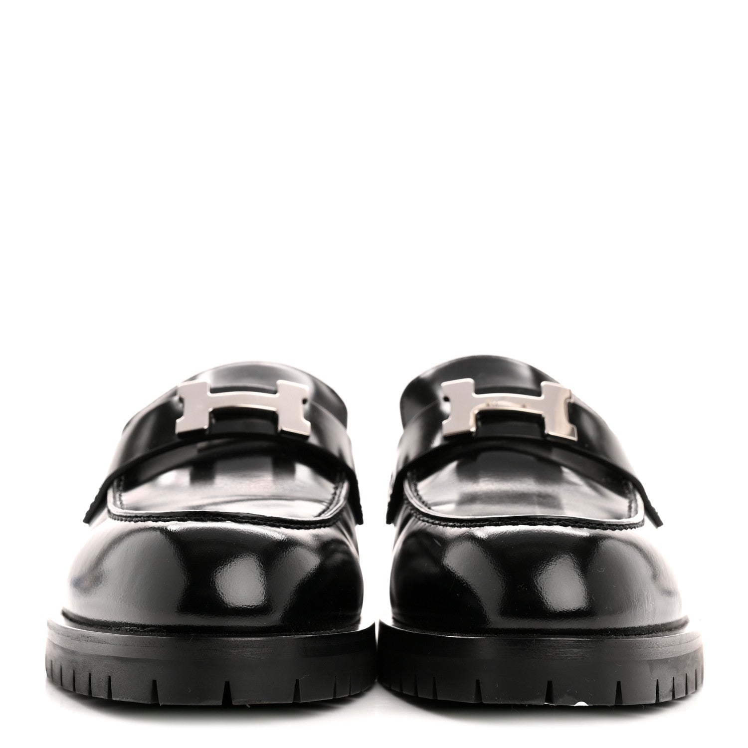 Hermes Calfskin Womens Faubourg Loafers 38 Black 3 of 10