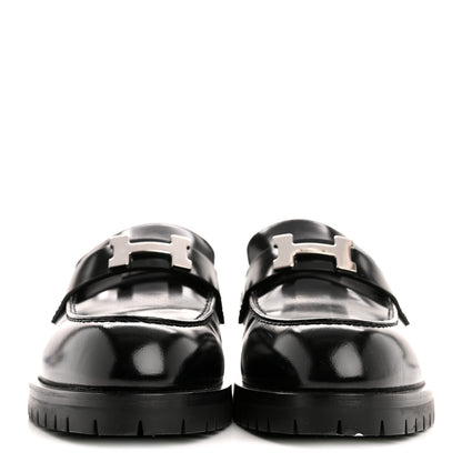 Hermes Calfskin Womens Faubourg Loafers 38 Black 3 of 10