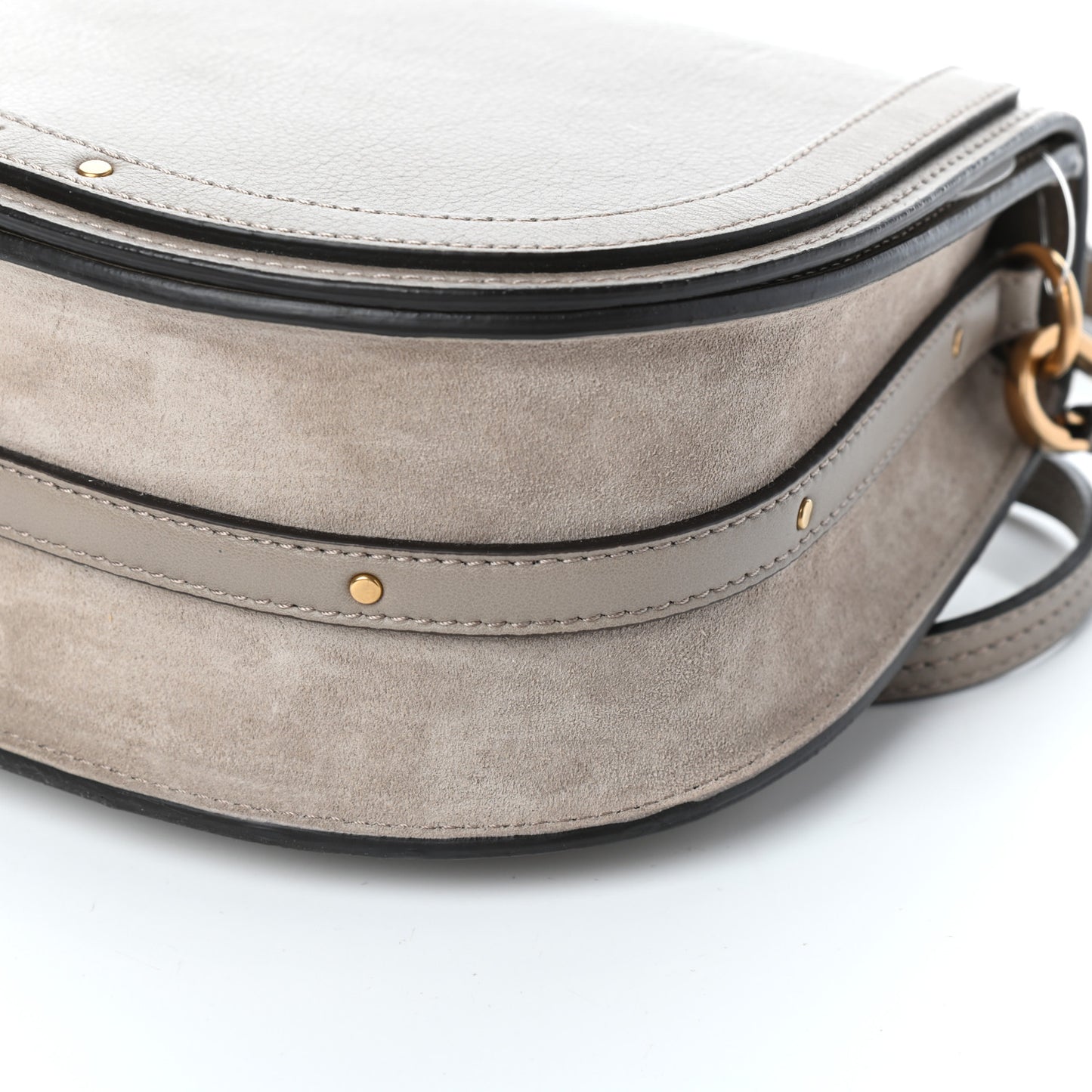 Calfskin Suede Medium Nile Bracelet Bag Motty Grey