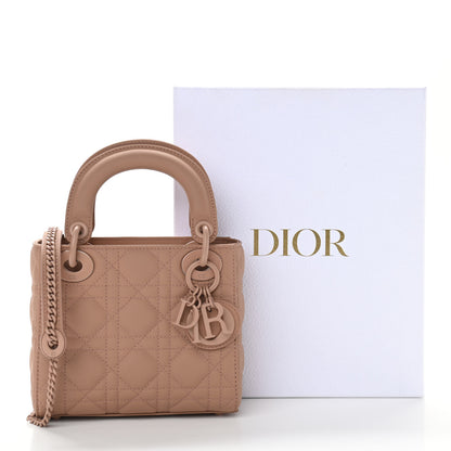 Christian Dior Ultra Matte Calfskin Cannage Mini Lady Dior Light Beige 11 of 11